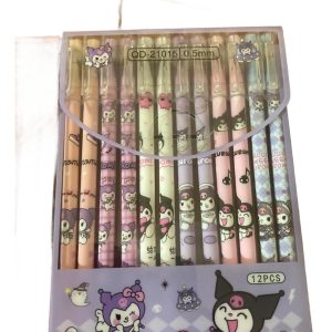 Set 12 Lapices Tinta Boligrafos Kuromi Cinnamoroll My Melody